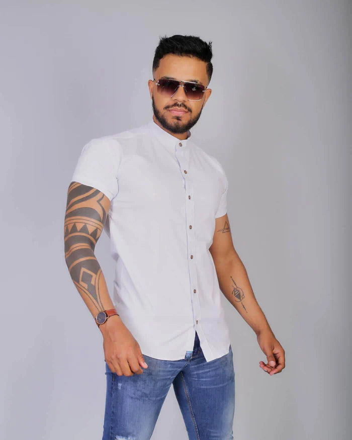 Camisa slim fit   gola Padre