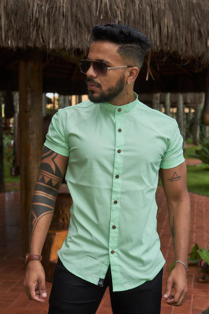 Camisa slim fit   gola Padre