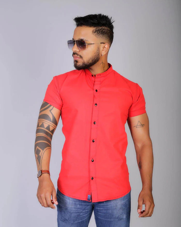 Camisa slim fit   gola Padre